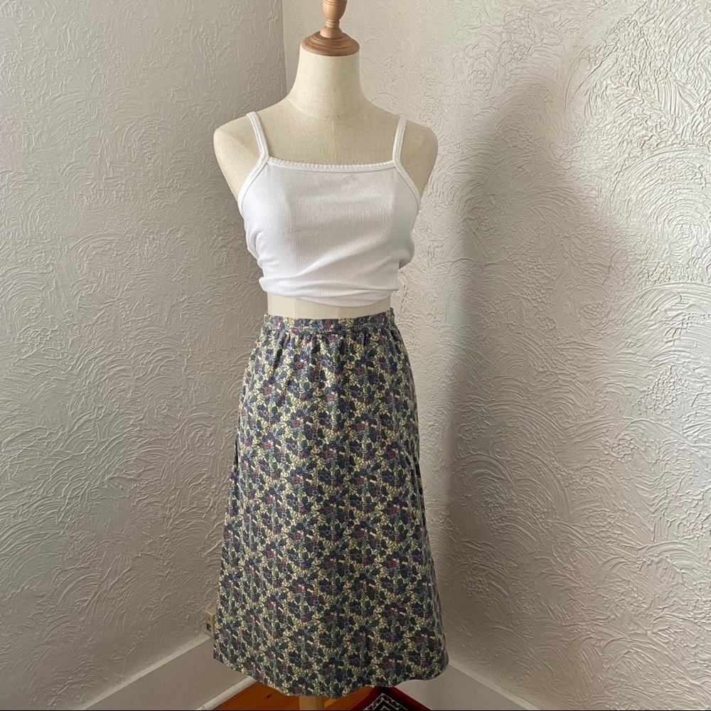 Vintage Ports International Floral Midi Skirt
